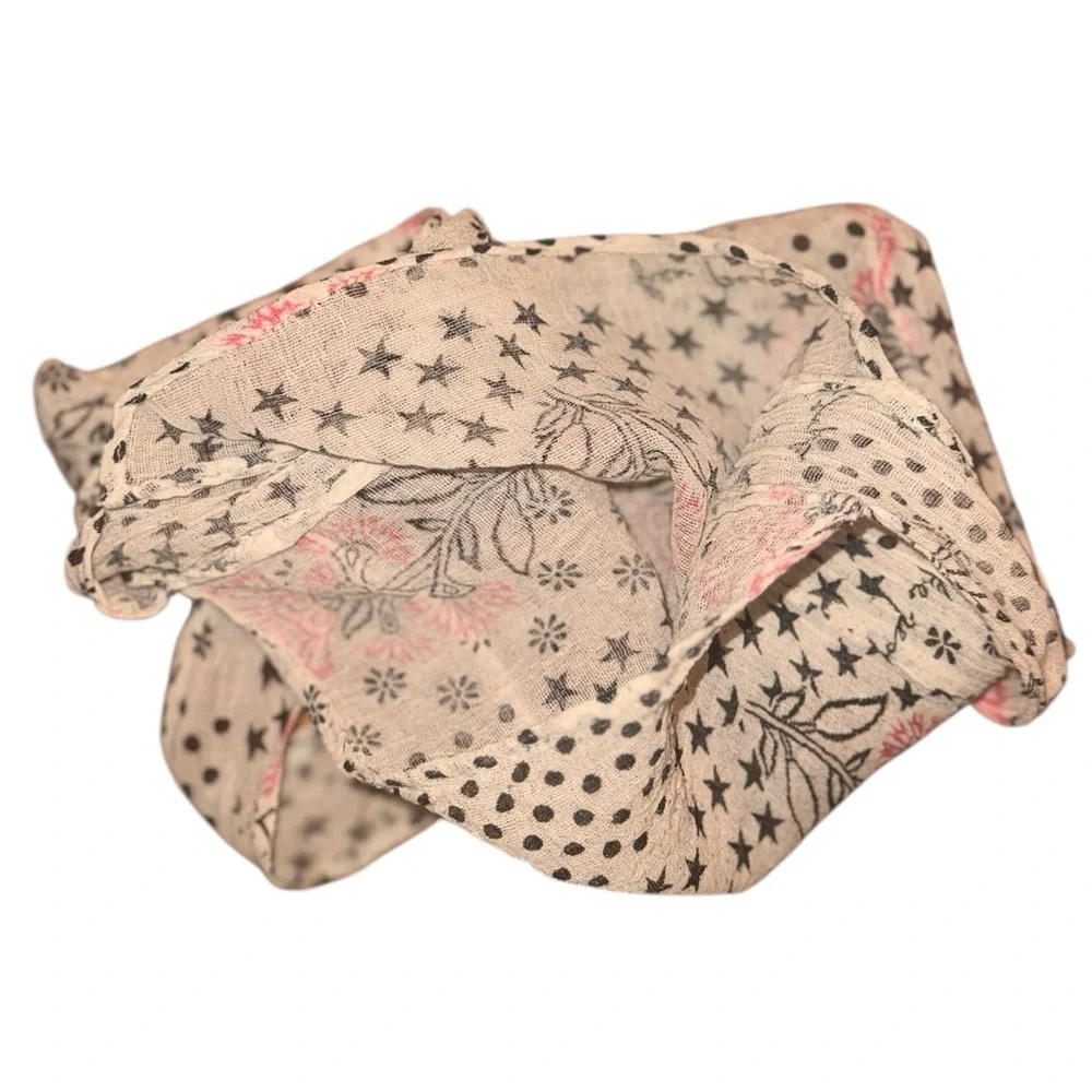 Free People Floral Colorblock Print Gauze Satchel Linen Reusable Bag‎